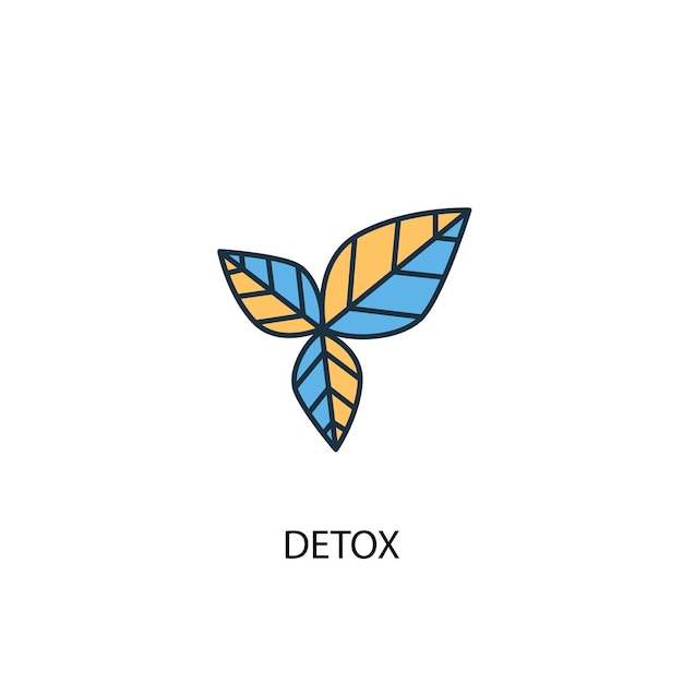 Detox concept 2 icona linea colorata. illustrazione semplice dell'elemento giallo e blu. disegno di simbolo di contorno del concetto di disintossicazione