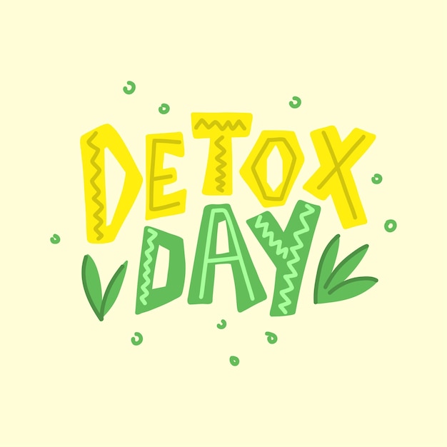 Vector detox day handwriting modern lettering