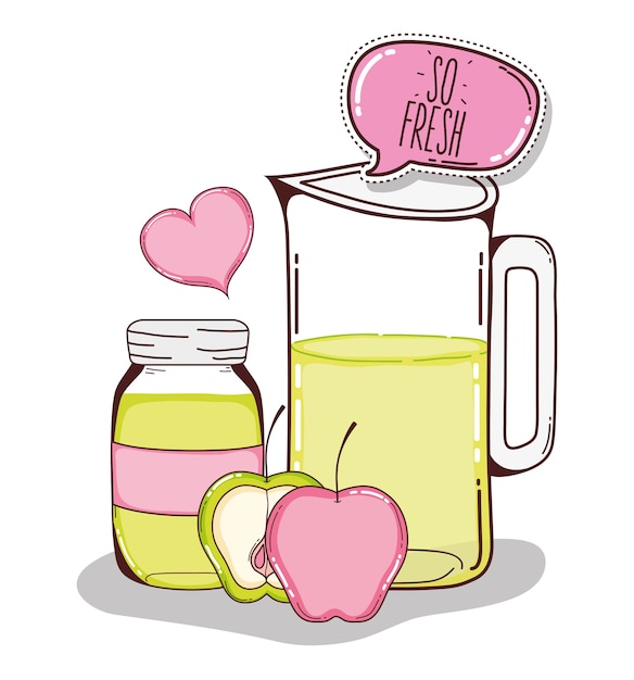 Detox juice cartoon with apples 