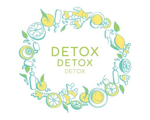 Detox natuurlijk element doodle hand getekende ronde.