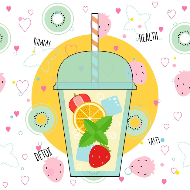 Vector detox smoothies illustratie