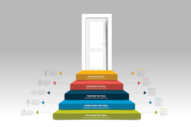 Deur en trappen infographic diagram schema grafieksjabloon