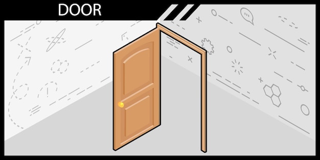 Deur isometrisch ontwerp pictogram Vector web illustratie 3d kleurrijke concept