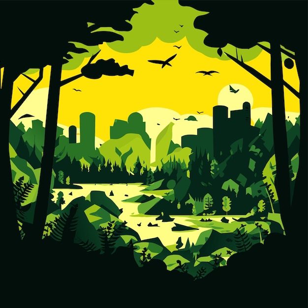 Vector devastating impact of deforestation nature vector illustration