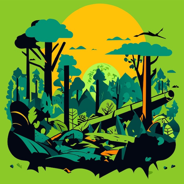 Vector devastating impact of deforestation nature vector illustration