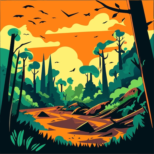 Vector devastating impact of deforestation nature vector illustration