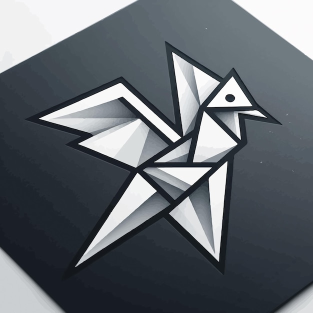 Разработать логотип с изображением геометрической искусственной птицы, вдохновленной оригами, символизирующей элегантность и