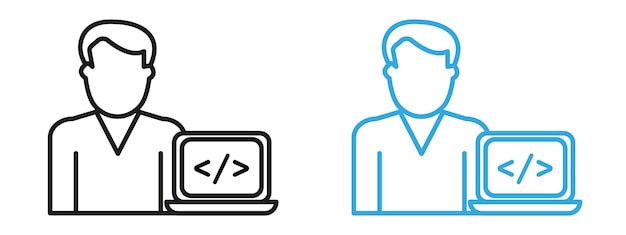 Икона разработчика для программирования, разработки программного обеспечения и технологической индустрии
