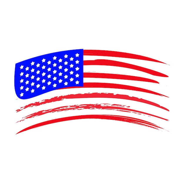 Developing american flag on a white background vector illustration