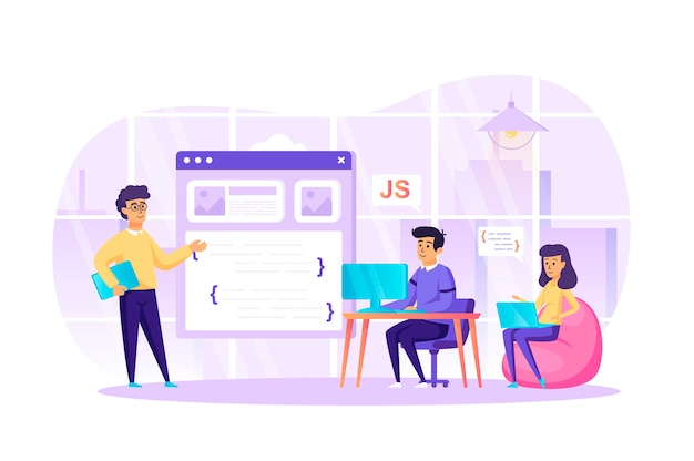 Разработка программного обеспечения для программирования в офисной плоской концепции дизайна