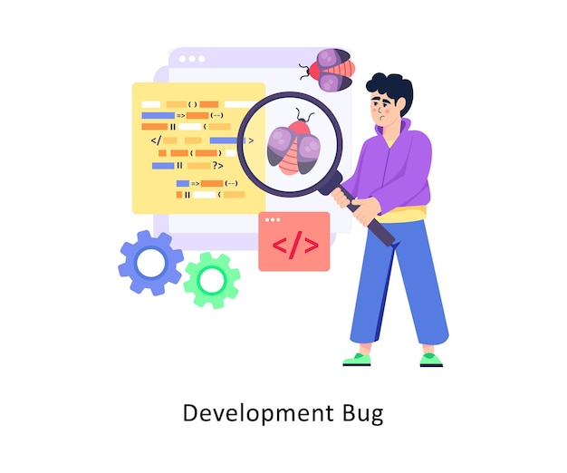 벡터 development bug flat style design vector stock illustrations