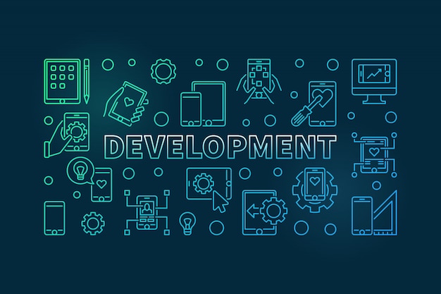Development colorful outline horizontal icon illustration