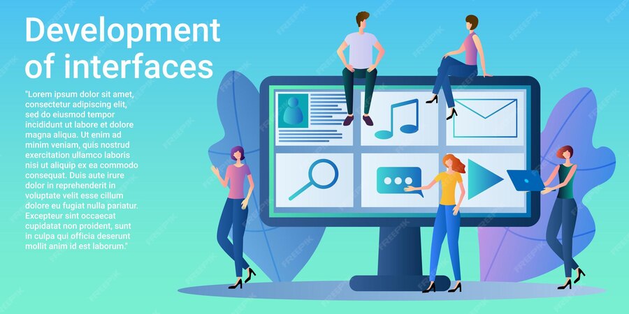 Premium Vector | Development of interfaces coding and programming of a ...