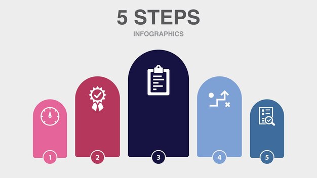 Анализ управления развитием командная работа смарт-иконки шаблон инфографического дизайна креативная концепция с 5 шагами