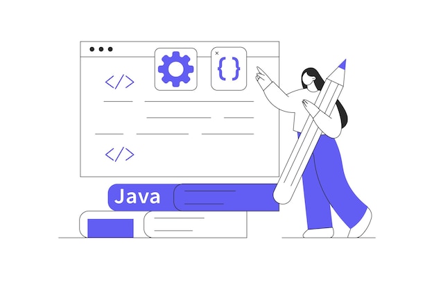 Development programming Code building mobile app student reading coding books with programmer