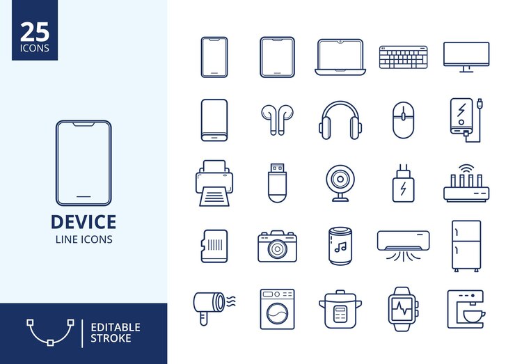 Vector device line icons collection