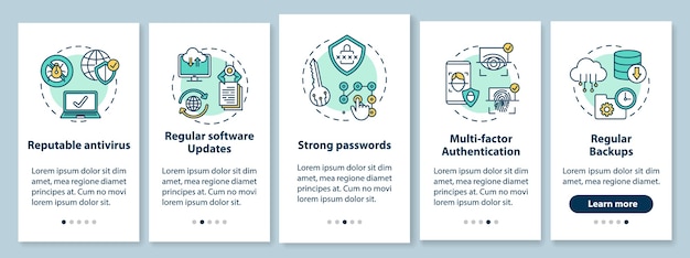 Device protection onboarding mobile app page screen with concepts