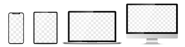 Device screen set - laptop smartphone tablet computer monitor. vector illustration