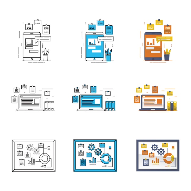 Device and sticky note icon vector