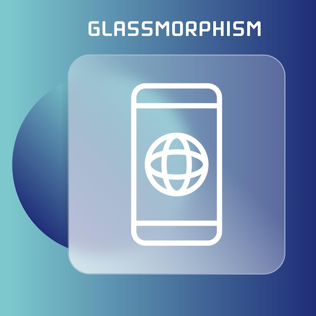 Device and technology line icons on glassmorphism template Glassmorphism device icons