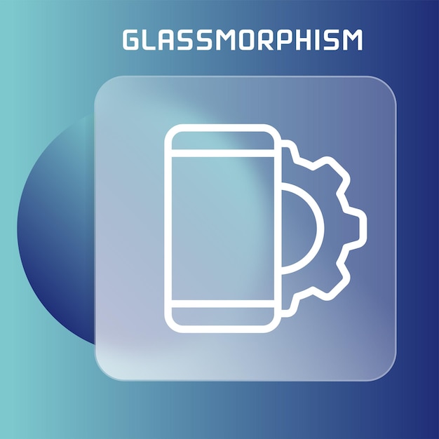 Glassmorphism テンプレートのデバイスとテクノロジーの線アイコン Glassmorphism デバイス アイコン