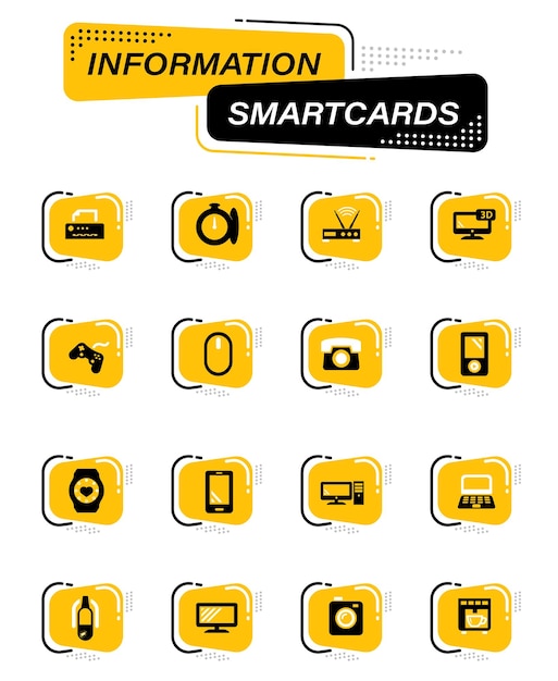 사용자 인터페이스 디자인을 위한 정보 스마트 카드의 장치 색상 벡터 아이콘