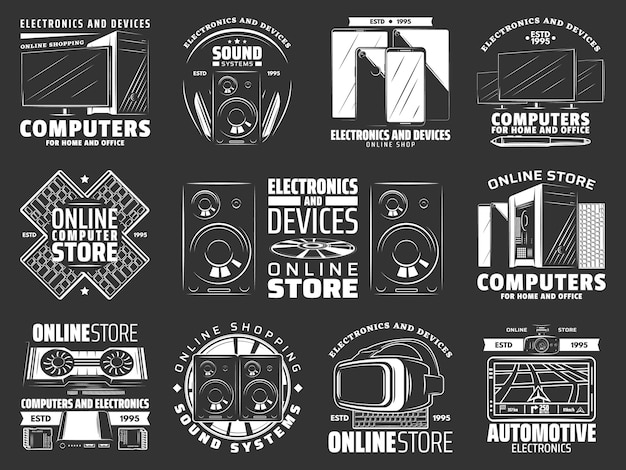 Devices and gadgets electronics icons