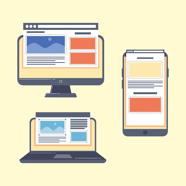 devices with webpages templates icons