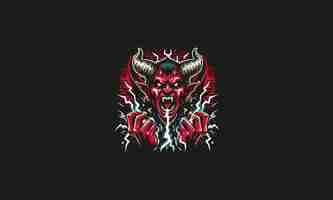 Vector devil angry with lightning background vector artwork design