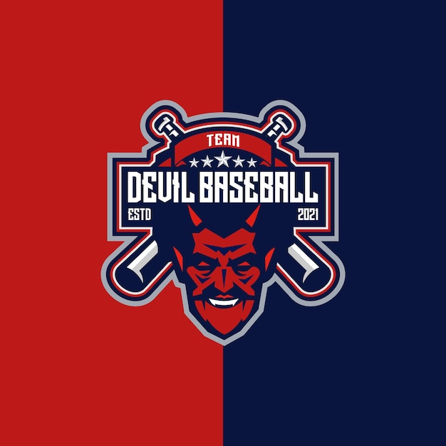 Emblema del logo di devil baseball esport e sport