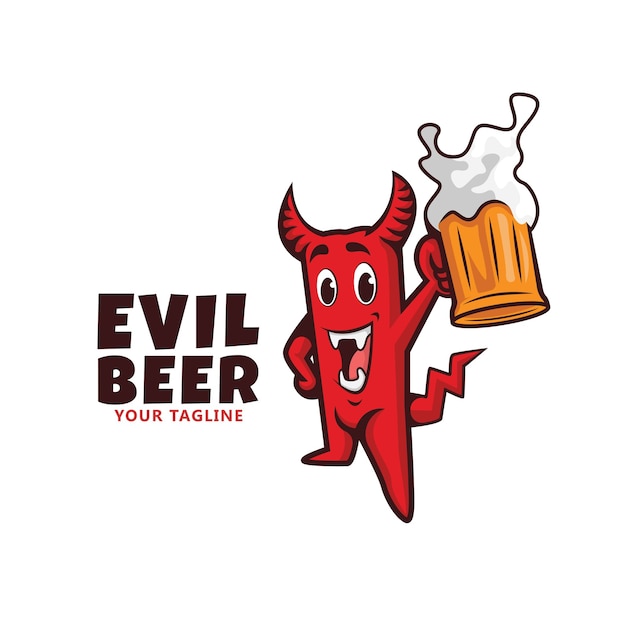 devil beer logo mascot. smiling evil.