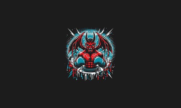 Vector devil boxing vector illustration flat design