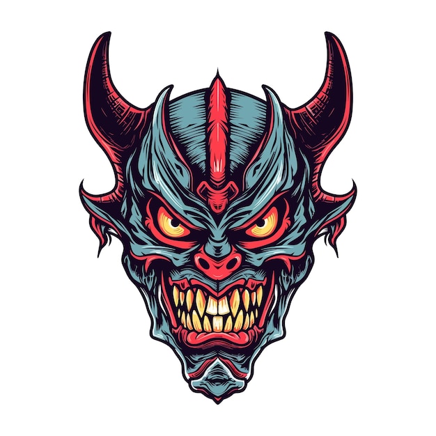 Devil demon head vector clip art illustration