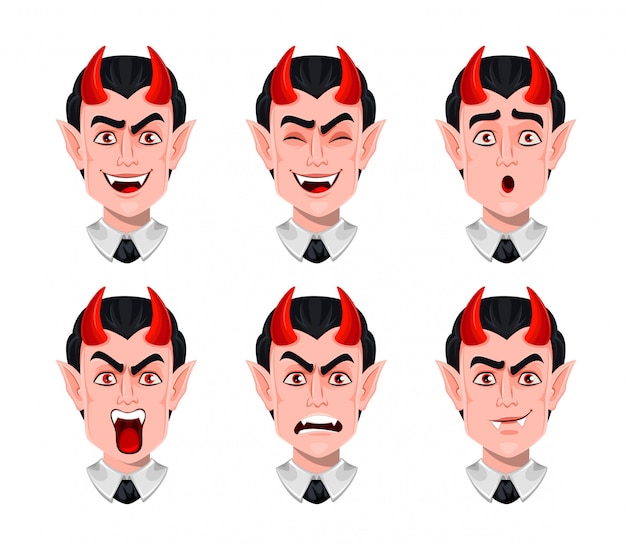 Devil emotions. various facial expressions