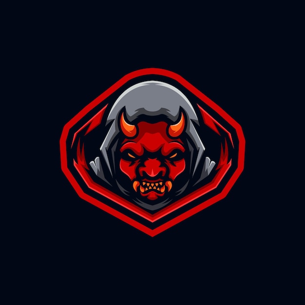 Modello di progettazione del logo esport del diavolo malvagio