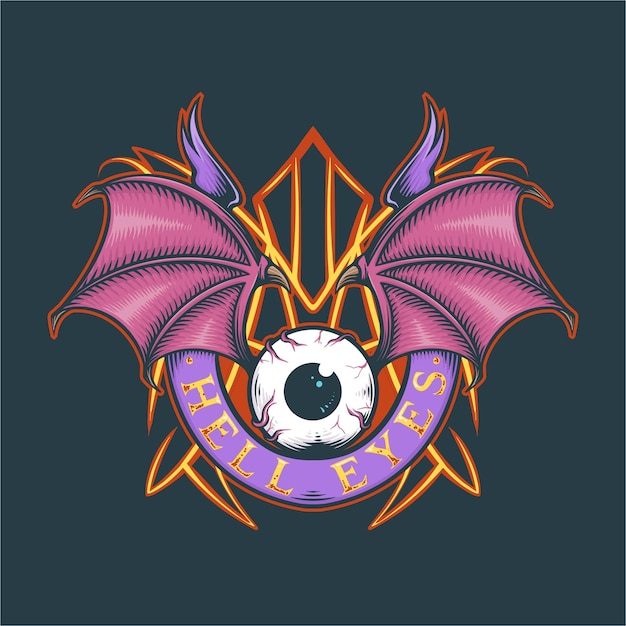 devil eye with wings vector illustration