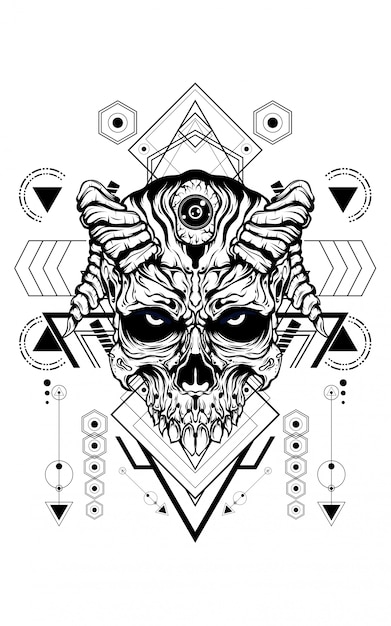 Vector devil face sacred geometry