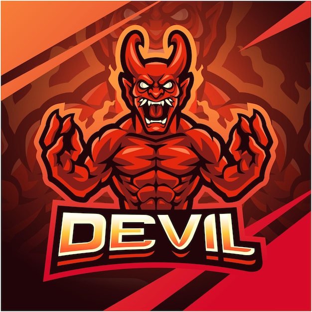 Disegno del logo della mascotte dell'esport del combattente del diavolo