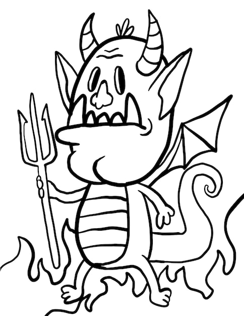 Devil Halloween Doodle Coloring page