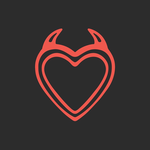 Devil heart with horn symbol tattoo design vector illustration