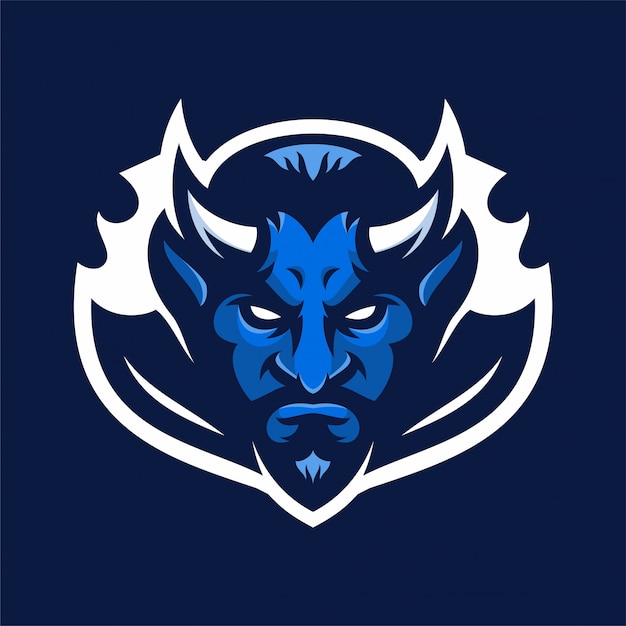 Vettore devil mascot head sport logo