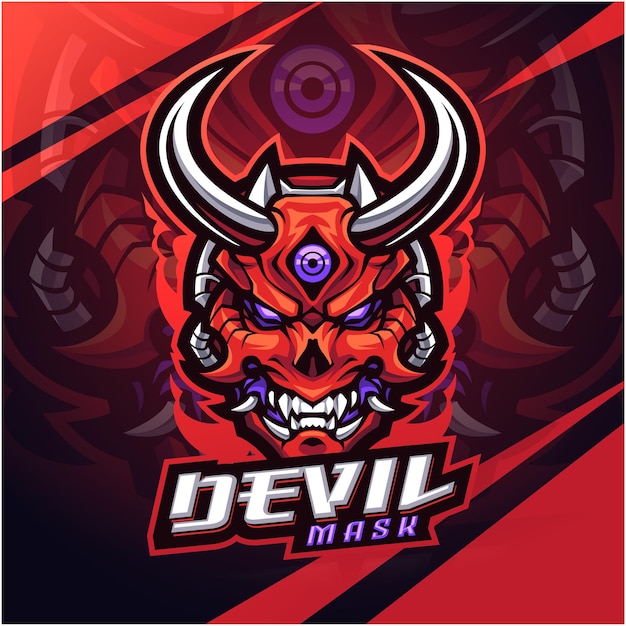 Vector devil mask esport mascot logo design