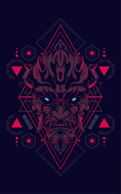 Vector devil mask sacred geometry