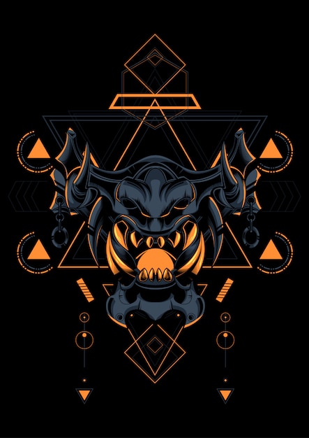 Vector devil mask sacred geometry