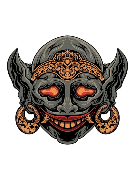 Devil mask vector design with engraving