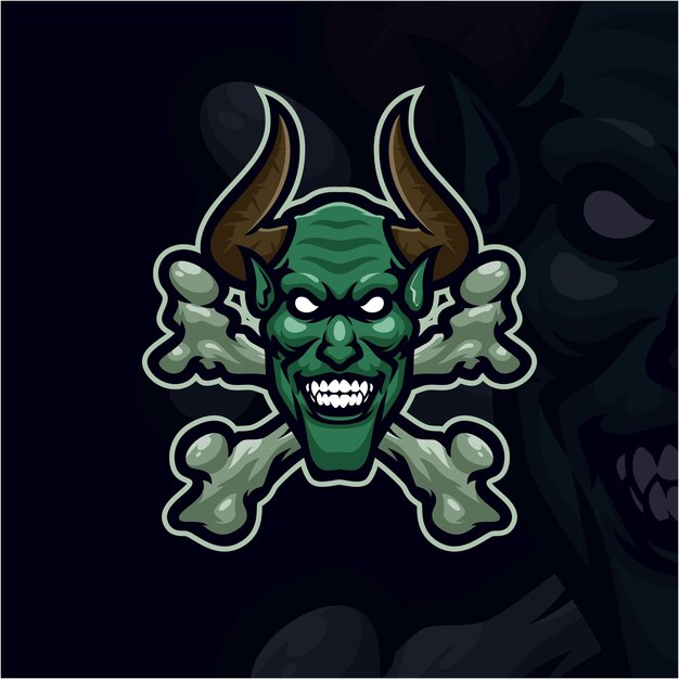 Devil masscot logo esport premium vector