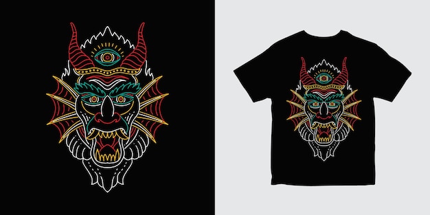 Devil outline illustration t shirt design