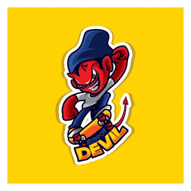 Personaggio mascotte logo skater diavolo