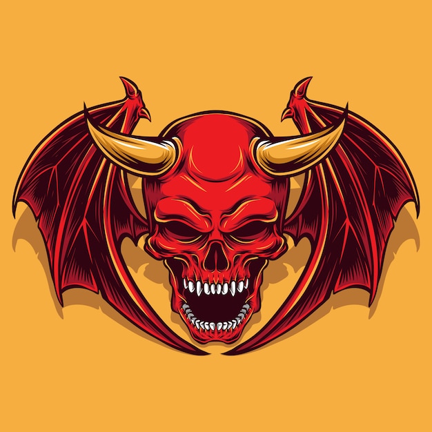 Devil skull with wings vector