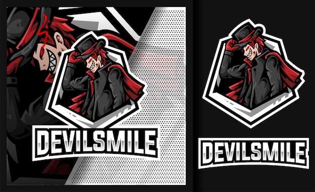 Devil Smile Tuxedo Thief Mascot Logo